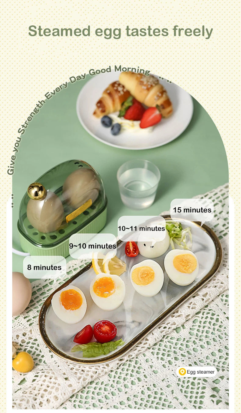 DMWD 120W 220V Electric Egg Boiler Poacher Automatic Power Off Mini Breakfast Machine Egg Cookers 2 Eggs Portable Food Steamer