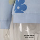 Spell Color Flower Round Collar Pullover Knitted Sweater