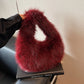 Faux Soft Plush Women's Small Half Moon Bag