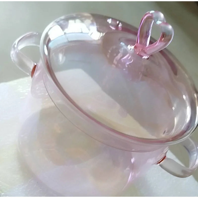 Love Binaural Pan Noodle Pink Open Fire Soup Cute Glass Cooking Pot High-value Borosilicate Instant Heat-resistant High