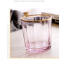 Nordic Creative Pink Cocktail Glass Lead-Free Crystal Home Champagne Wine Glasses Set Goblet Juice Water Cup Golden Edge Kettle