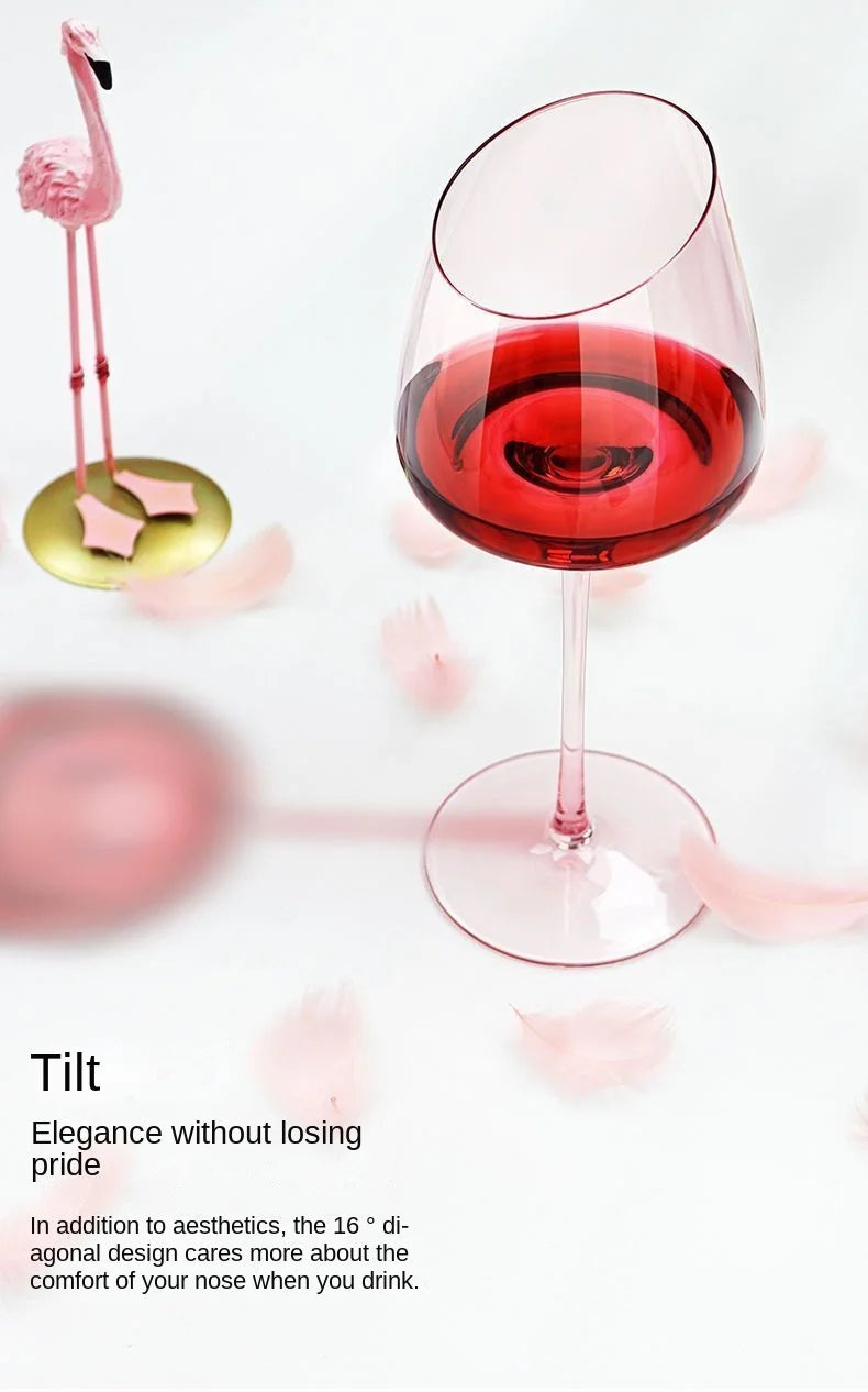 Pink Flamingo Lead-free Crystal Red Wine Glass Cup Goblet Pink Burgundy Glass Cup High-value Household Champagne Glass Cup