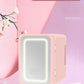 Pink Mini Portable 6L Personal Electric Cosmetics Beauty Fridge Freezer Skincare With Mirror LED Light