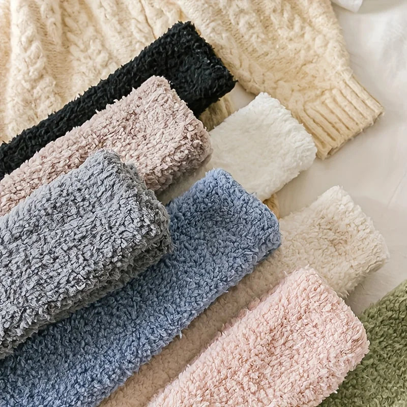 Thick Over The Knee Long Socks Breathable Warm Sweat-Absorbent Soft Fleece Knee-High Stockings