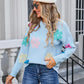 Spell Color Flower Round Collar Pullover Knitted Sweater