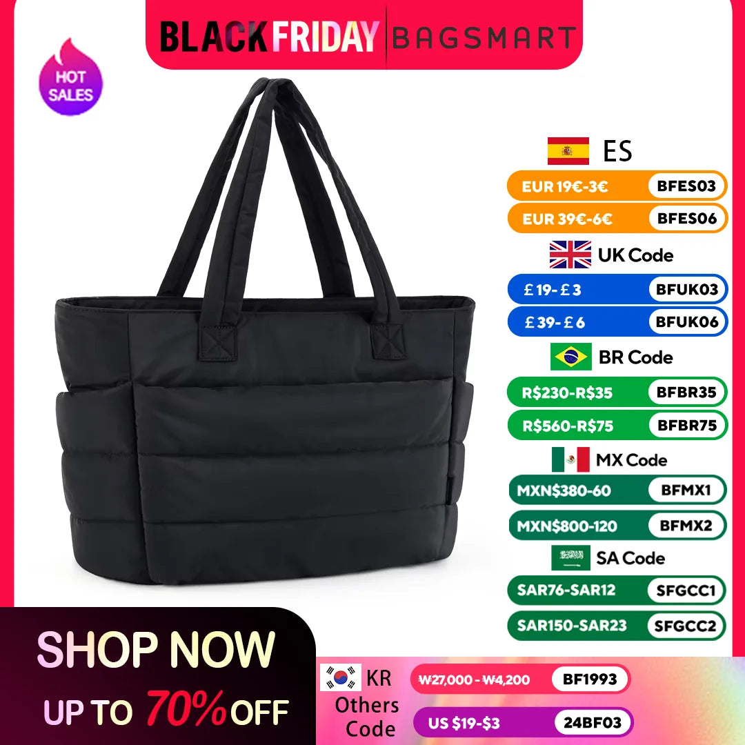 BAGSMART Women's Tote Bag Leisur Fashion Commuting Shoulder Bag Simple Mommy Go Out Bag Large Capacity Travel Fitness Handbag