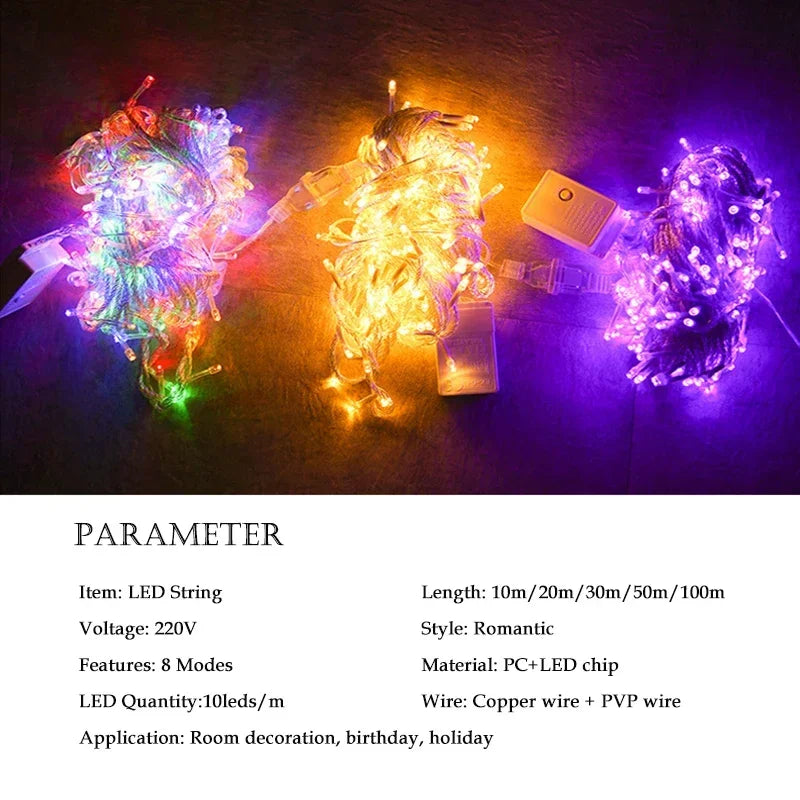 Christmas Light Garland 8 Modes