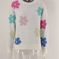 Spell Color Flower Round Collar Pullover Knitted Sweater
