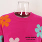 Spell Color Flower Round Collar Pullover Knitted Sweater