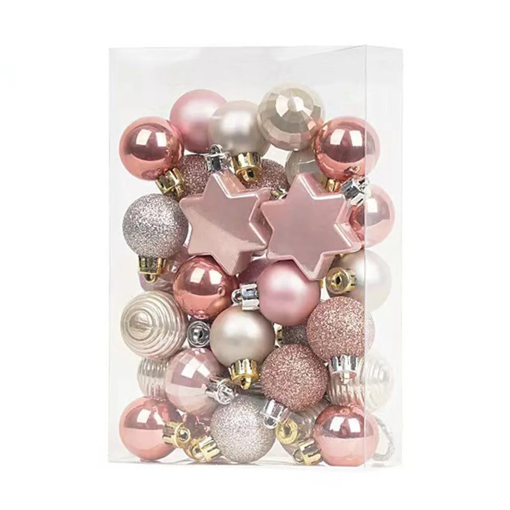 Tree Decorations Christmas Ornaments Holiday Celebrations Light Gold Pink Combination 3cm Diameter Lightweight