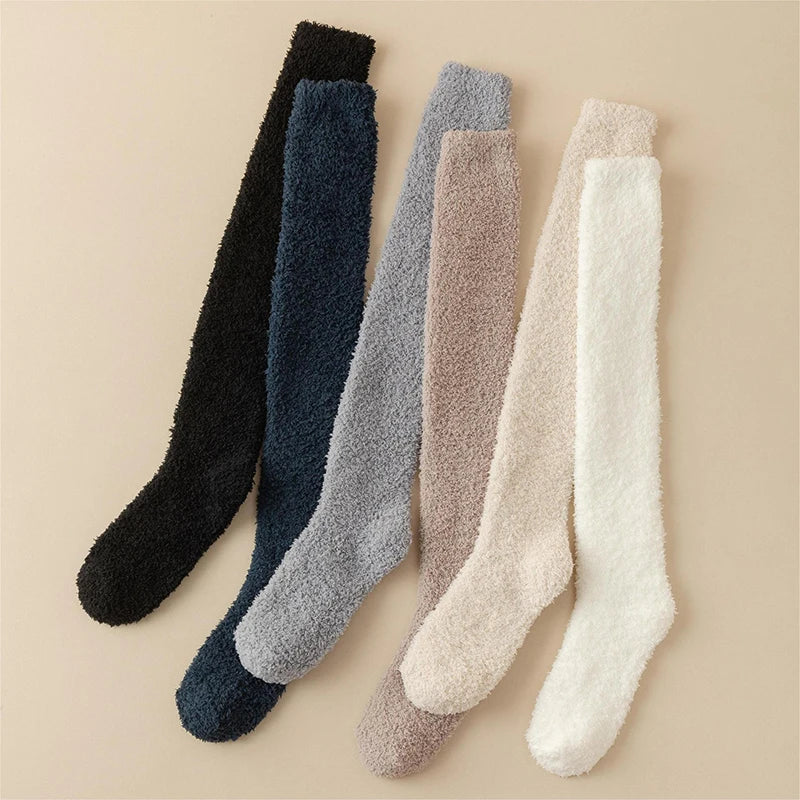 Thick Over The Knee Long Socks Breathable Warm Sweat-Absorbent Soft Fleece Knee-High Stockings