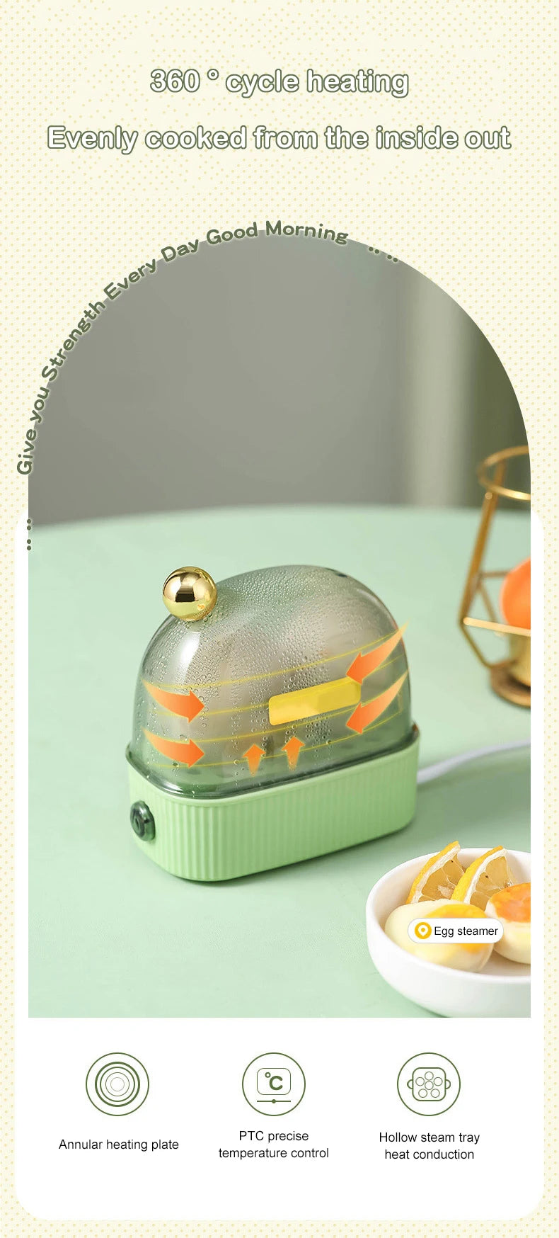DMWD 120W 220V Electric Egg Boiler Poacher Automatic Power Off Mini Breakfast Machine Egg Cookers 2 Eggs Portable Food Steamer