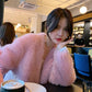 Tuscan Fur True Lamb Wool Sheep Trimmed Fleece Fur Coat