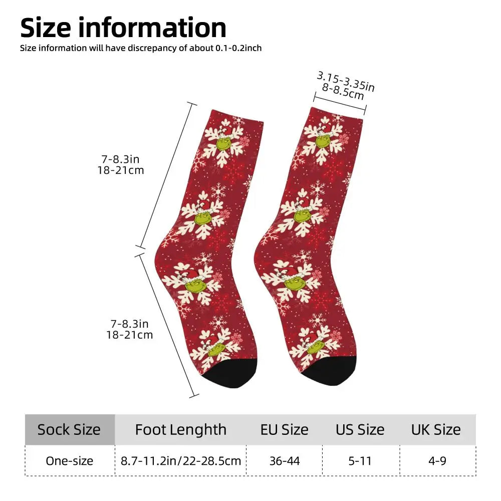 Novelty Christmas-S-Green-S-Grinching Socks Men's Women's Fashion Socks Spring Summer Autumn Winter Middle Tube Socks Gift