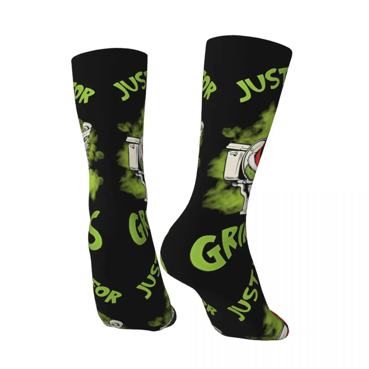 Unisex Men Socks Christmas-S-Green-S-Grinching Just Waiting for Christmas Stockings Winter Kawaii Socks Climbing Non Skid Socks