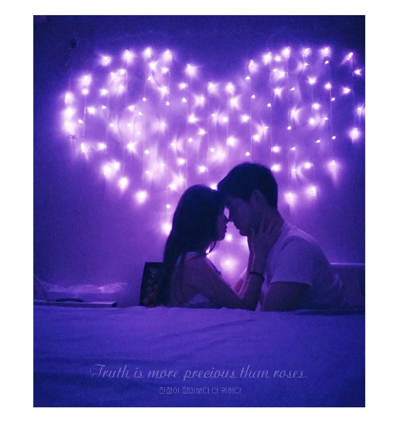 Star LED String Lights Love Heart Bow Shape Led Curtain Lights Birthday Christmas Party Wedding Decorations Fairy Lights Bedroom