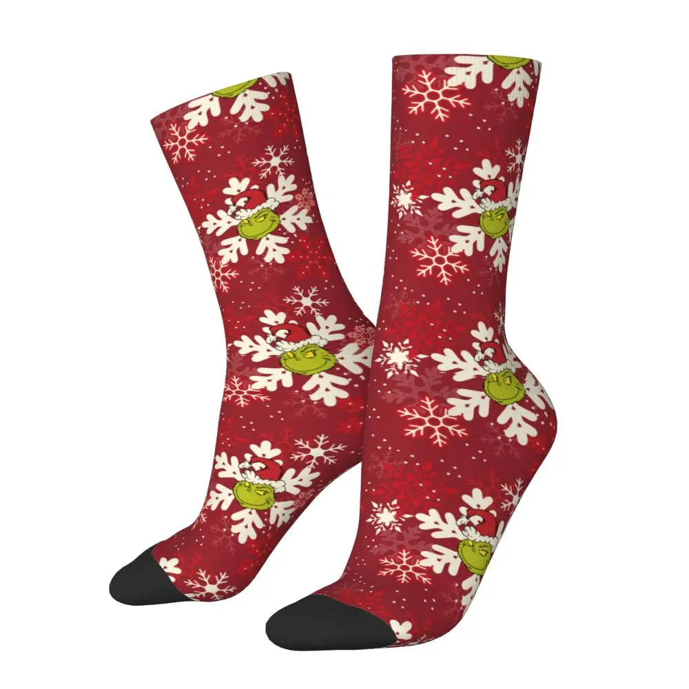 Novelty Christmas-S-Green-S-Grinching Socks Men's Women's Fashion Socks Spring Summer Autumn Winter Middle Tube Socks Gift