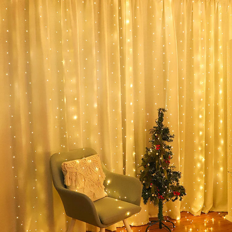 LED Garland Curtain String Lights USB Remote Control Fairy Festoon Light Christmas Decoration for Room Party Wedding New Year