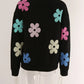 Spell Color Flower Round Collar Pullover Knitted Sweater
