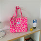 Pink Leopard Print Women Handbag Large Capacity Single Tote