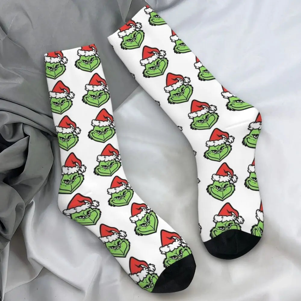 Pink Christmas-S-Green-S-Grinching Stockings Monster Trendy Socks Winter Anti Skid Socks Women Men Running High Quality Socks