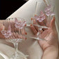 Pink Butterfly-Shaped Glass Goblet for Women，Cute Champagne Water Glass Home Wine Glass， Juice Ideal Holiday Gift Perfect Cup