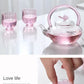 Tea Pot  Pink Butterfly High Borosilicate Transparent Glass Beam Pot Clay Stove Tea Kettle Tea Cup