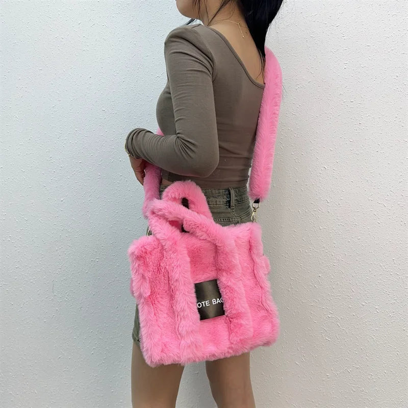Faux Fur Ladies Tote Bag