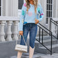 Spell Color Flower Round Collar Pullover Knitted Sweater