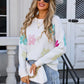 Spell Color Flower Round Collar Pullover Knitted Sweater