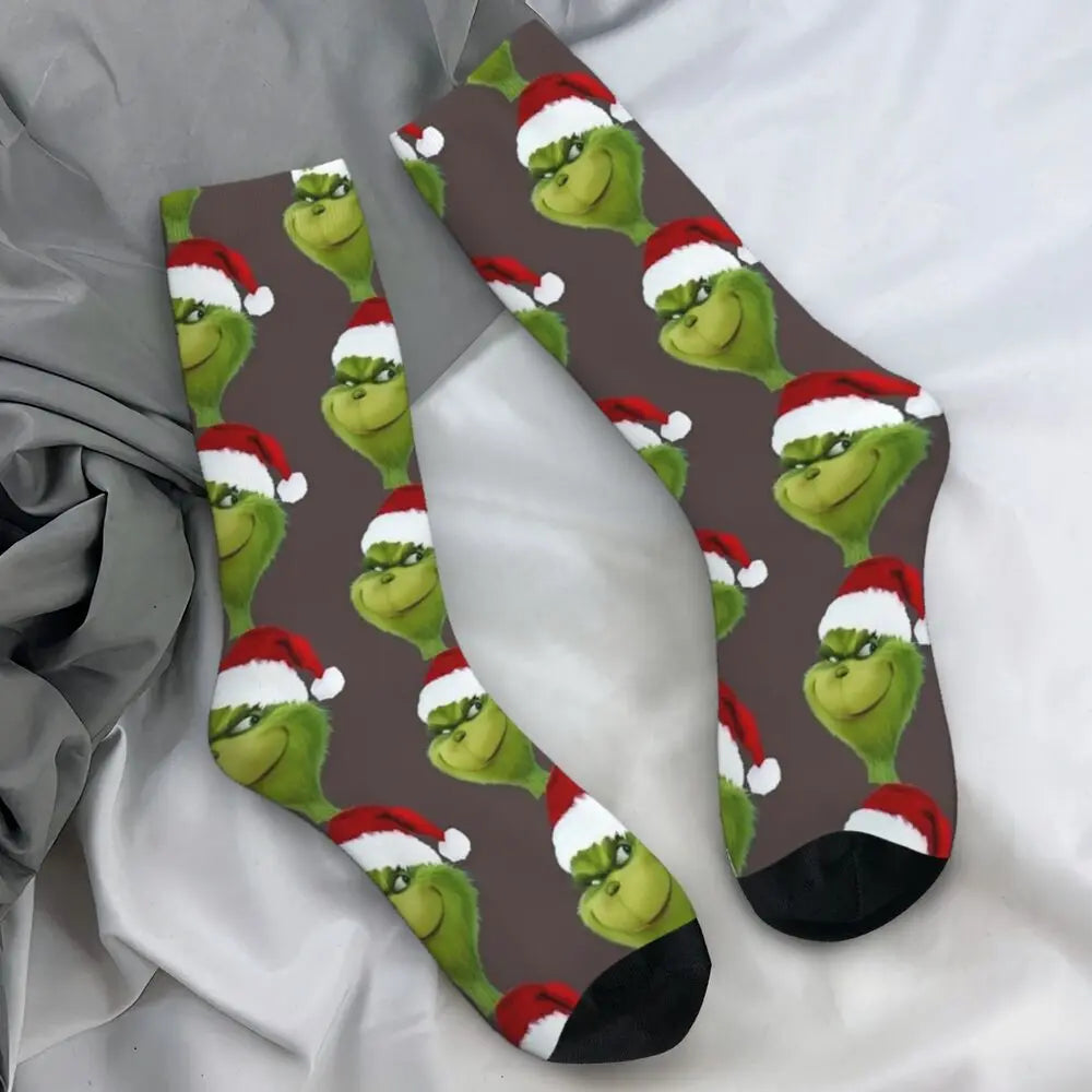 Pink Christmas-S-Green-S-Grinching Stockings Monster Trendy Socks Winter Anti Skid Socks Women Men Running High Quality Socks