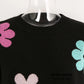 Spell Color Flower Round Collar Pullover Knitted Sweater
