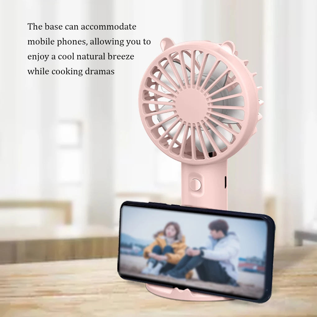 Handheld Fan Portable Mini USB Rechargeable Desk with Base Eyelash Air Conditioner Mute Cooler for Women Kids Outdoor Office