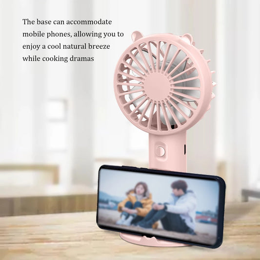 Handheld Fan Portable Mini USB Rechargeable Desk with Base Eyelash Air Conditioner Mute Cooler for Women Kids Outdoor Office