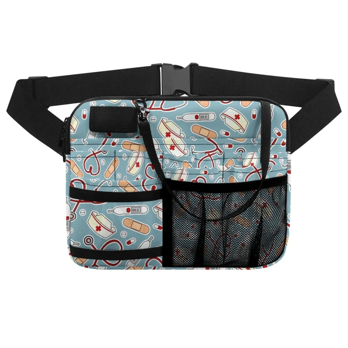 Adjustable Shoulder Pink Fanny Pack Cartoon Medical Tool Pattern Waist Bags Organizer Zipper Belt Storage riñoneras Para Hombre