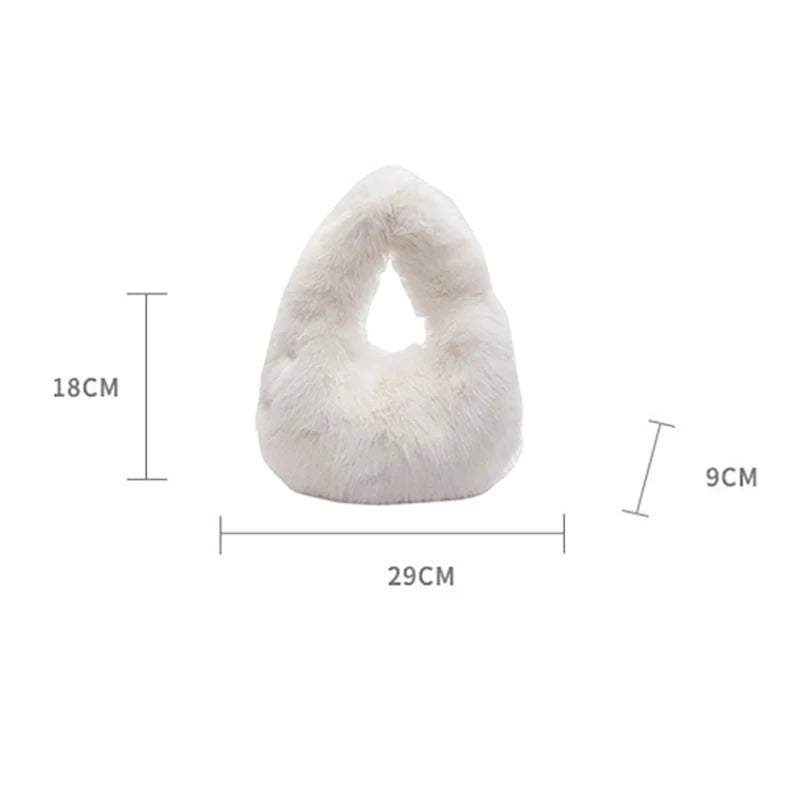 Faux Soft Plush Women's Small Half Moon Bag