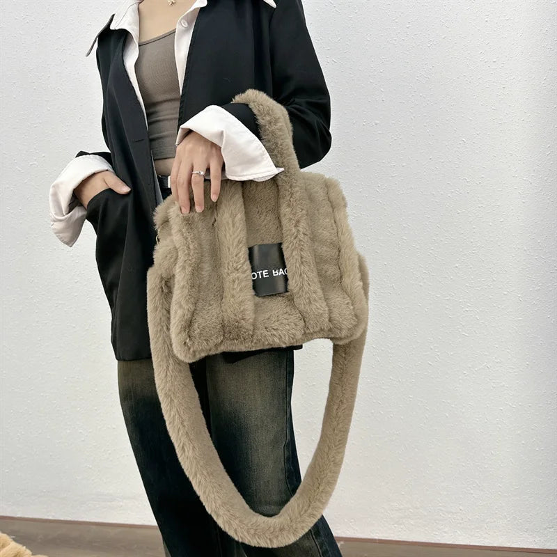 Faux Fur Ladies Tote Bag