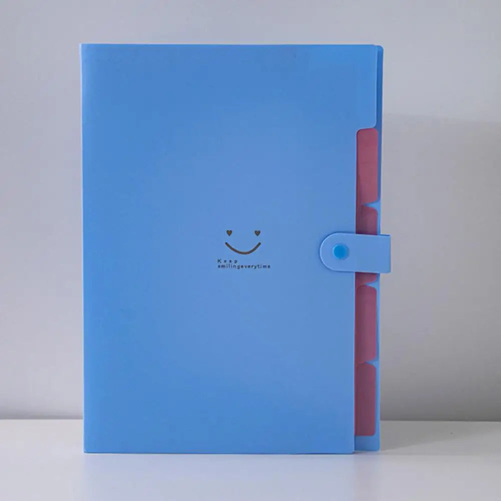 Reinforced File Holder Multi-layered A4 File Organizer Set for Office Travel Smile Face Design Document Filing Folder for Paper