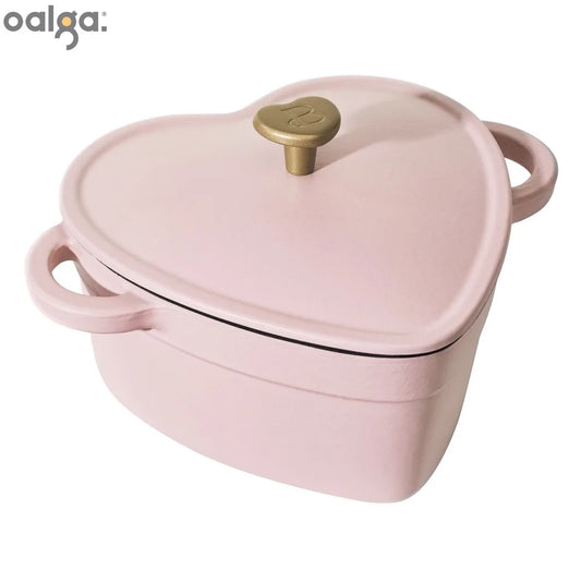 Beautiful 2-Quart Cast Iron Heart Dutch Oven, Pink Champagne, Drew Barrymore
