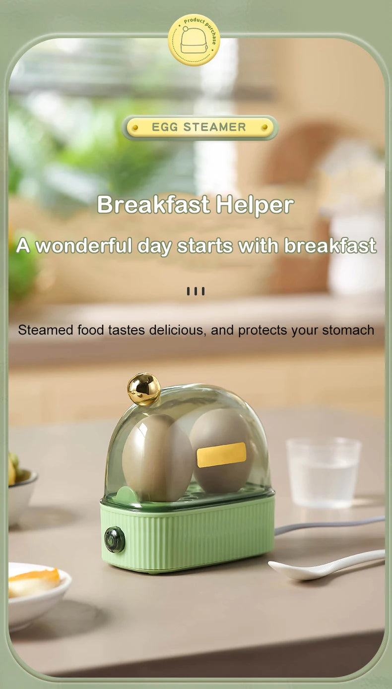 DMWD 120W 220V Electric Egg Boiler Poacher Automatic Power Off Mini Breakfast Machine Egg Cookers 2 Eggs Portable Food Steamer