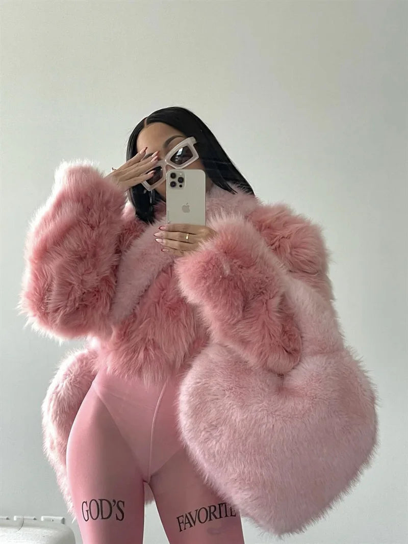 Fluffy Love Heart Shoulder Bag / Tote
