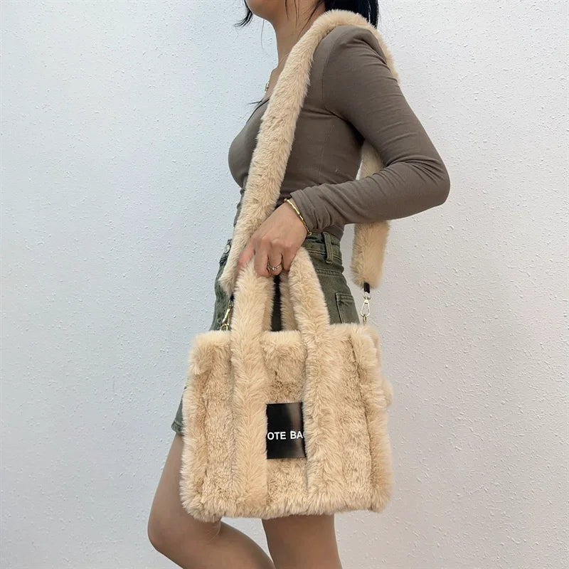 Faux Fur Ladies Tote Bag