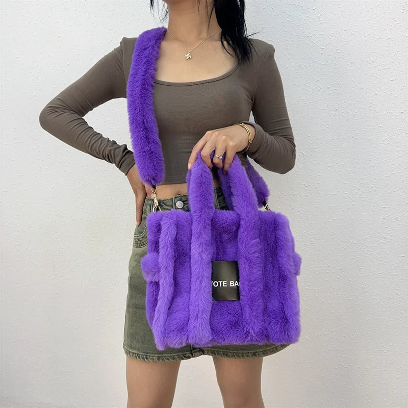 Faux Fur Ladies Tote Bag