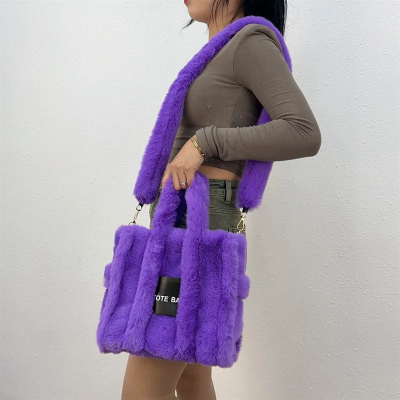 Faux Fur Ladies Tote Bag