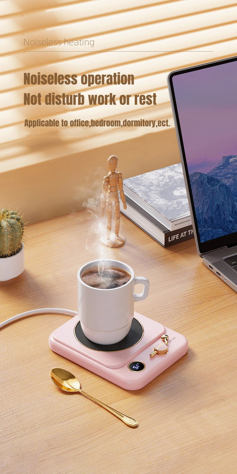 Coffee Cup Warmer Electric Mug Heater Constant Temperature 3 Gear Settings Keep Milk Tea Warm Auto-off Heating Coaster for Home