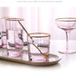 Nordic Creative Pink Cocktail Glass Lead-Free Crystal Home Champagne Wine Glasses Set Goblet Juice Water Cup Golden Edge Kettle