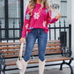 Spell Color Flower Round Collar Pullover Knitted Sweater