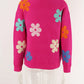 Spell Color Flower Round Collar Pullover Knitted Sweater