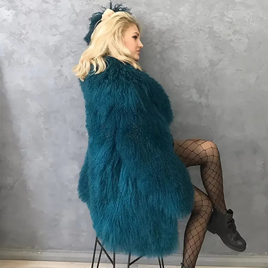 Ladies Sheep Skin Coat For Women Mongolia Sheep Fur Coats Pink Sheepskin Coat Winter Fashion Lamb Coats