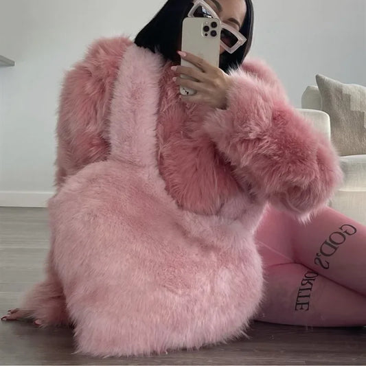 Fluffy Love Heart Shoulder Bag / Tote